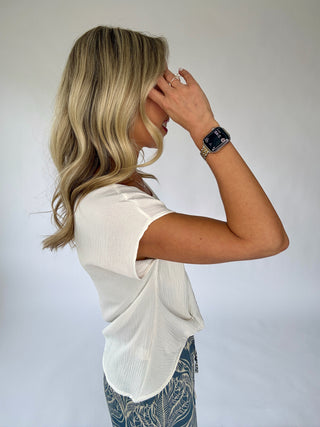 Delicate By Design Woven Tee - White