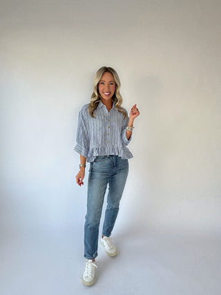 The Mia Striped Top - Blue