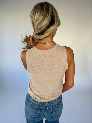 Basic Is Best Sleeveless Knit Top - Light Beige