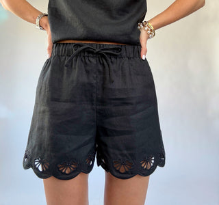 SANCTUARY Almost There Linen Shorts - Black