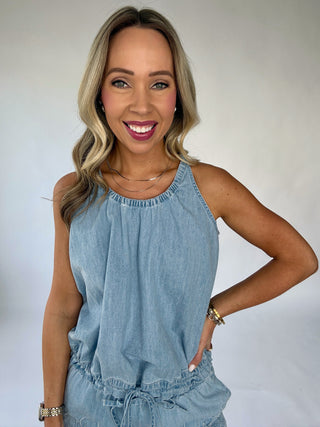 Just Add Sun Denim Tank - Stone Wash Blue