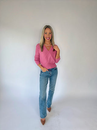 Wrapped Up In You Sweater - Pink