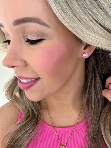 Daisy Stud Earrings - Pink