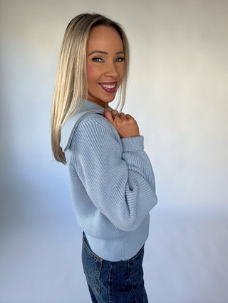 VARLEY Maura Half-Zip Knit Sweater - Kentucky Blue