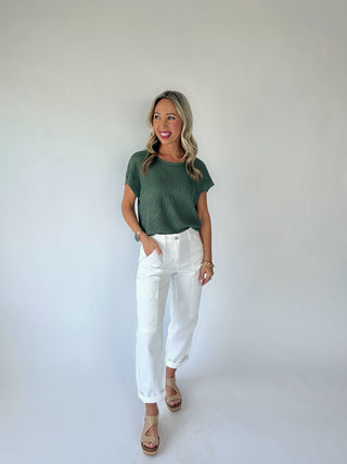 Soaking Up The Sunshine Knit Top - Dark Green