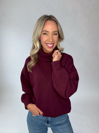 Turtle Neck Pullover - Dark Cherry