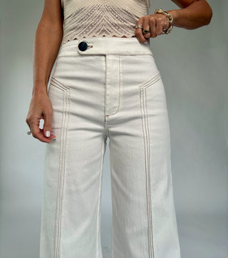 Keep It In Line Wide Leg Jeans - Cream
