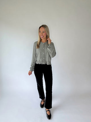 Flirty Frills Cardigan - Grey