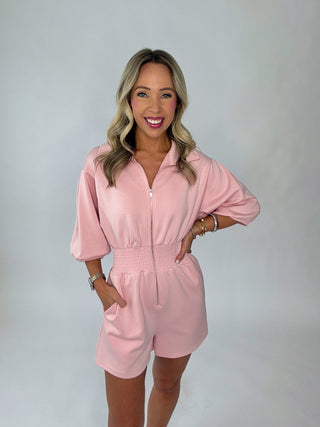 Looking For Love Romper - Pastel Pink