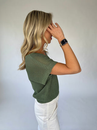 Soaking Up The Sunshine Knit Top - Dark Green