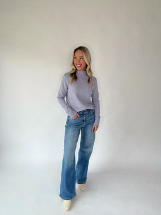 Misty Pewter Mock Neck Sweater