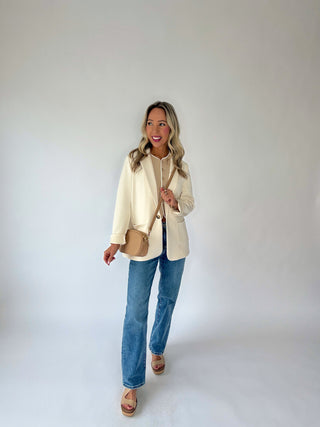 She Means Business Blazer - Ecru