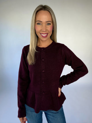 Wine & Dine Cardigan - Burgundy