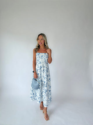 After All Is Said Midi Dress - Light Blue Multi