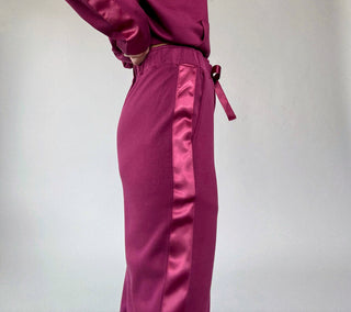 Satin Serenity Pants - Wine Berry