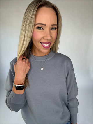 There When You Need Me Sweater - Dusty Blue