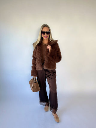 The Socialite Faux Fur Coat - Brown