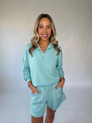 VARLEY Hawley Half Zip Sweat - Porcelain Blue