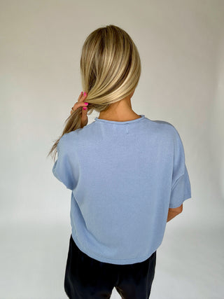 Simple And Sweet Short Sleeve Cardigan - Light Blue