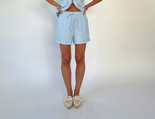 Lunch On The Terrace Shorts - Sky Blue