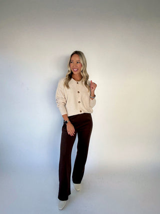 Ease & Elegance Front Seam Pant - Brown