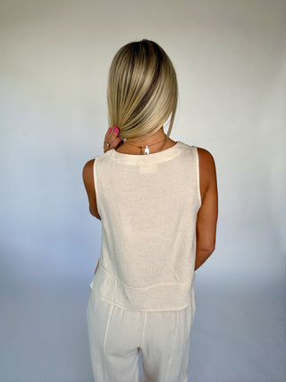 As Simple As That Linen Blend Tank - Natural