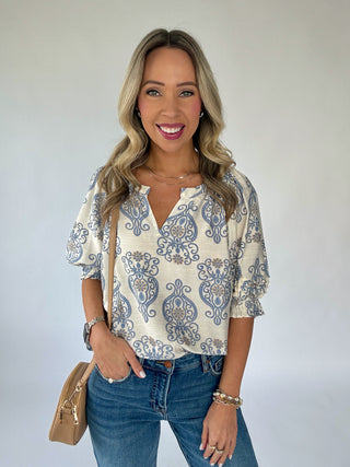 One To Remember Blouse - Off White Multi