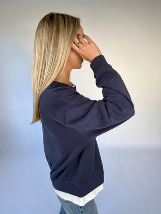 Classic Choice Layered Pullover - Navy Blue