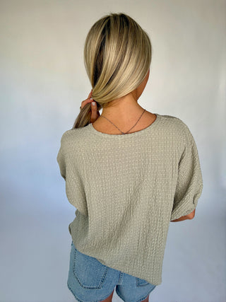 Comfortable Charm Textured Top - Sage