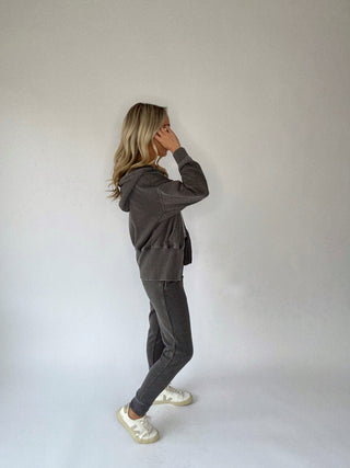 Cool Nights Zip Up Hoodie - Washed Black