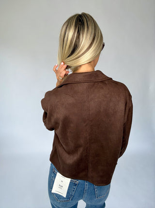 Let's Be Honest Suede Jacket - Dark Brown