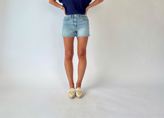 Troublemaker High Rise Denim Shorts - Vintage Wash