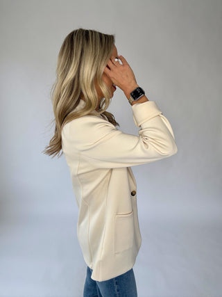 She Means Business Blazer - Ecru