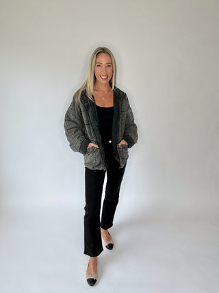 Life Is Good Quilted Washed Jacket - Charcoal