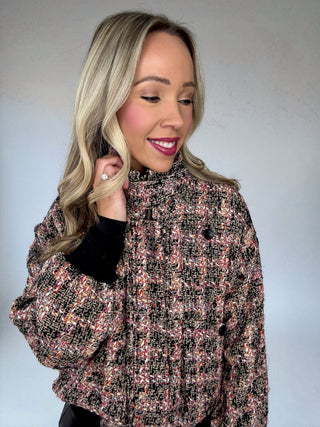 Twist of Fate Tweed Bomber Jacket