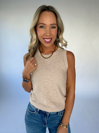 Basic Is Best Sleeveless Knit Top - Light Beige
