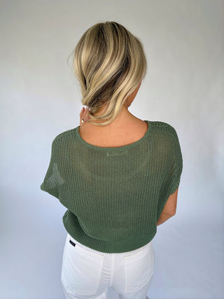 Soaking Up The Sunshine Knit Top - Dark Green
