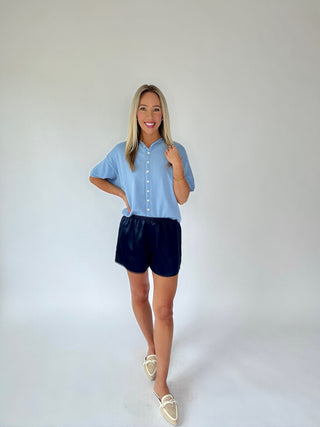 Delicate Details Satin Shorts - Midnight