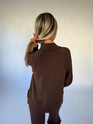 VARLEY Loxley Raglan Boyfriend Sweat - Coffee Bean Marl