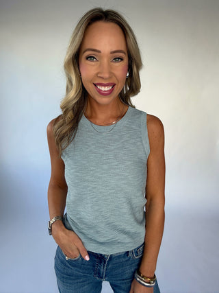 Basic Is Best Sleeveless Knit Top - Seafoam