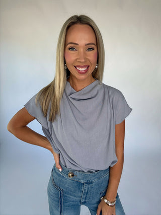 Gathered In Grace Top - Dusty Blue
