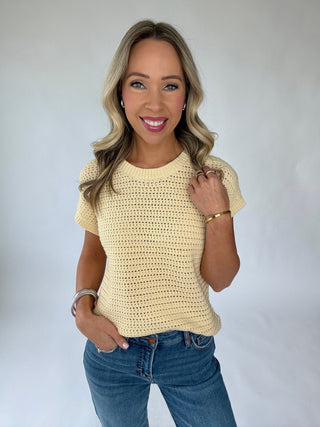 Couldn't Be Happier Knit Top - Light Yellow