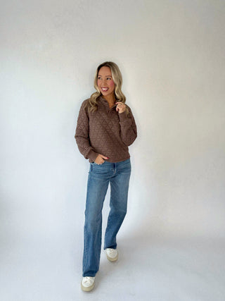 SANCTUARY Quilted Button Popover - Morel