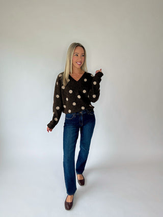 Put On The Spot V-Neck Sweater - Chocolate Brown