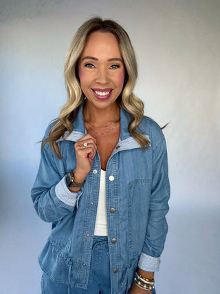 Softly Structured Tencel Jacket - Chambray Blue