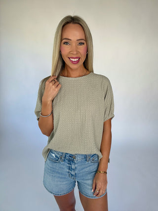 Comfortable Charm Textured Top - Sage
