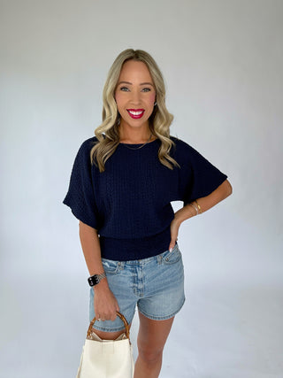 The Right Balance Knit Top - Navy
