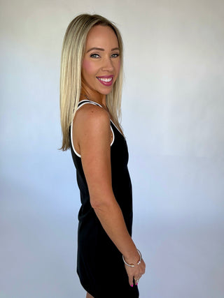 Game, Set, Match Active Mini Dress - Black & White