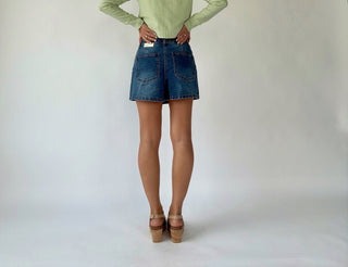 Fiona Stretch Denim Wrap Skort - Dark Wash