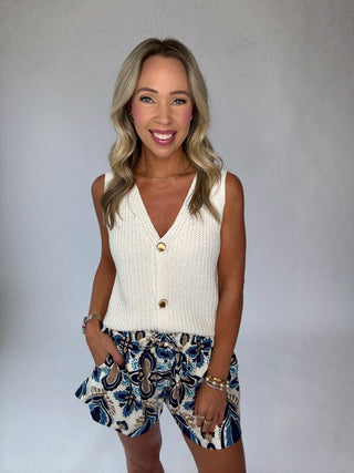 The Sunlit Seashell Knit Tank - Ivory